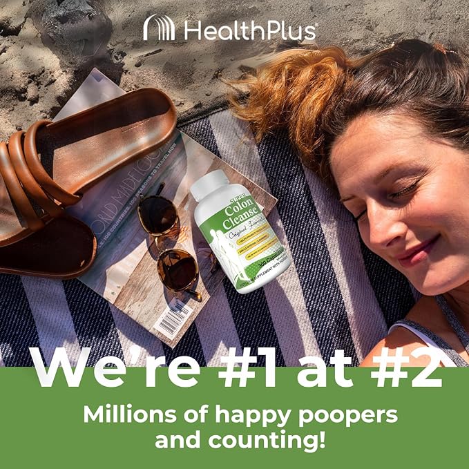 Health Plus Super Colon Cleanse Original Formula (1990-2025), 300 Capsules, 6 Cleanses - Digestive Support, Constipation Relief with Psyllium Husk and Senna Leaf