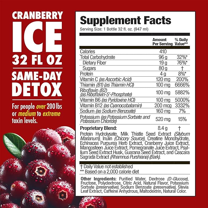 Rescue Detox ICE - Cranberry Flavor - 32oz | Maximum Strength