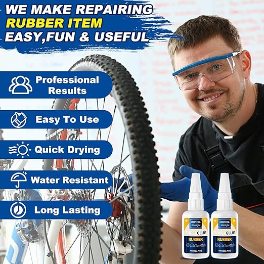 Rubber Glue,100g Super Glue for Rubber, RC Tires, Seals, Gaskets, Shoe Soles, Hose, Rubber Adhesive Heavy Duty, Waterproof, Motorcycle Handlebar Grip Glue for Automotive Parts, Bike Tires