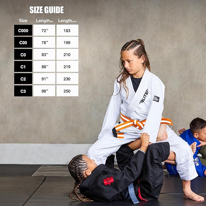 Elite Sports Kids Brazilian Jiu Jitsu Belts Preshurunk Martial Arts Youth BJJ Belts for Girls & Boys with BJJ Ranking Stripes
