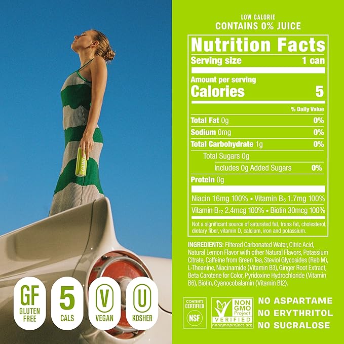 GORGIE Sugar Free Natural Energy Drinks, Sparkling Citrus Burst (12 Pack) - Healthy Energy Drinks - Natural Coffee Replacement with Green Tea Caffeine and Biotin - 150mg Caffeine, Vegan, & Low Calorie