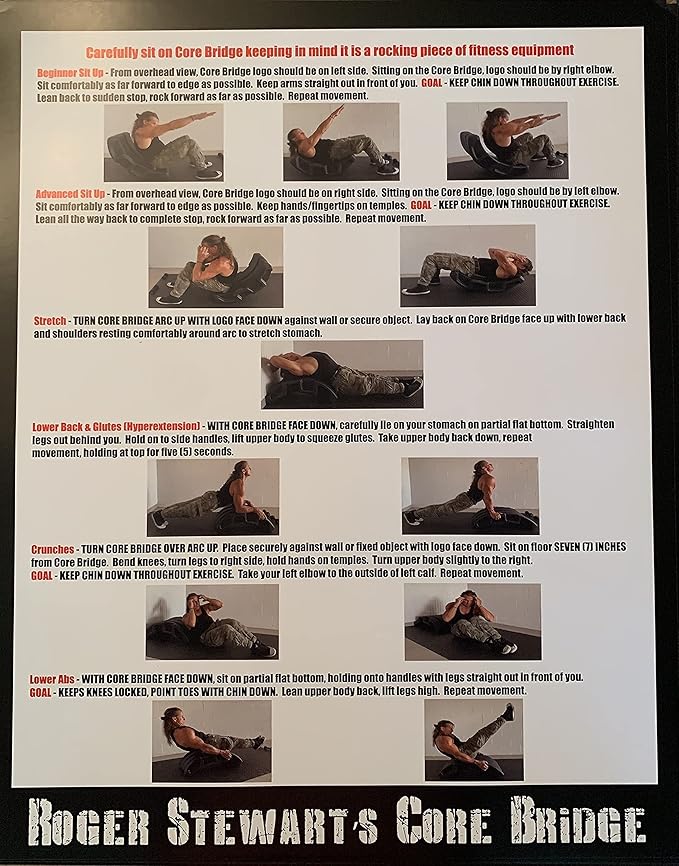Roger Stewart's Core Bridge (Ab Trainer, Core Trainer, Sit Up Assistant, Ab Stretch) Patent Pending Black