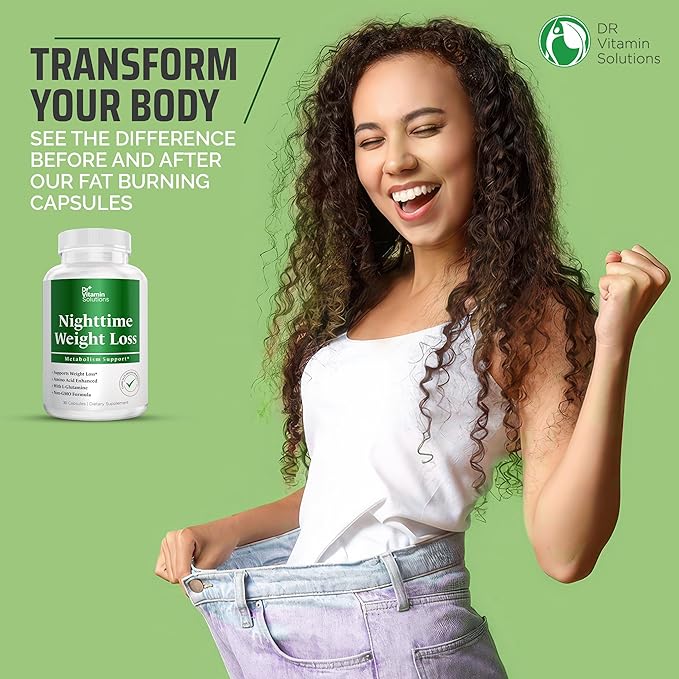 DR VITAMIN SOLUTIONS Nighttime Fat Burner Supplements - Appetite Suppressants for Weight Loss - Night-Time Fat Burner for Women and Men Supporting Sleep & Relaxation - Weight Loss Pills - 30