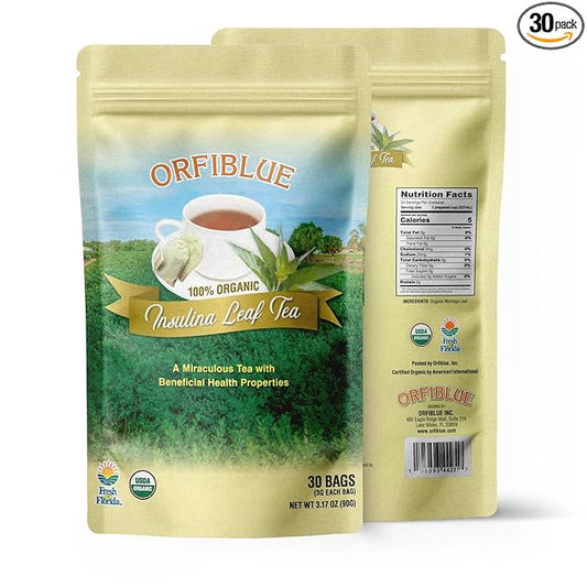 100% Organic Insulina Leaf Tea bags | Organic Herbal Teas | Premium Quality & Flavorful Blends - 0 Sugars, 0 Carbs, 0 Fats, 1% Sodium (25mg) | Rich in Vitamins - Detox, Immunity, Wellness & More