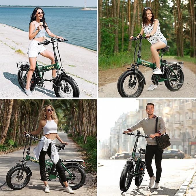 Foldable Electric Bike for Adults, 30+MPH, 48V 20Ah Removable Lithium Battery up to 80Miles, 20" Fat Tire 1000W Peak Motor Dirt Ebike Adult Electric Bicycle for Commute Beach Mountain E Bike