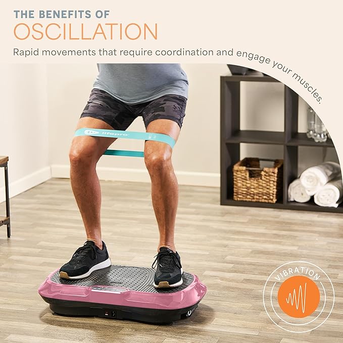 Lifepro Waver Vibration Plate Exercise Machine – High-Intensity Vibration for Muscle Activation, Full-Body Workout Vibrating Platform with Loop Bands, Fitness Equipment for Strength Toning & Fat Loss