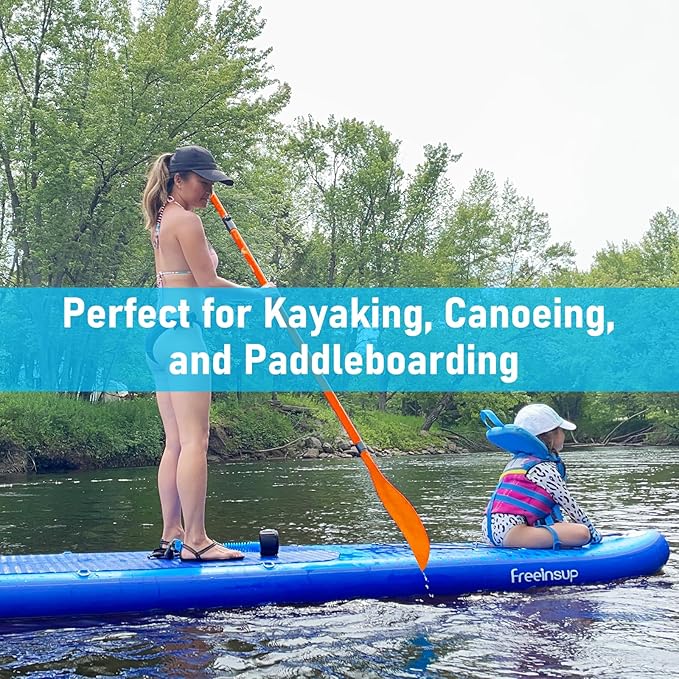 Freein 3-Piece Adjustable & Floating SUP Paddle - Fiberglass Shaft, Nylon Blade (71-83")