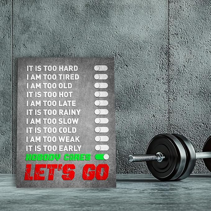 Gym Quotes Wall Art,Inspirational Workout Wall Decor,Let's Go Canvas Wall Art for Home Gym Exercise Fitness Room