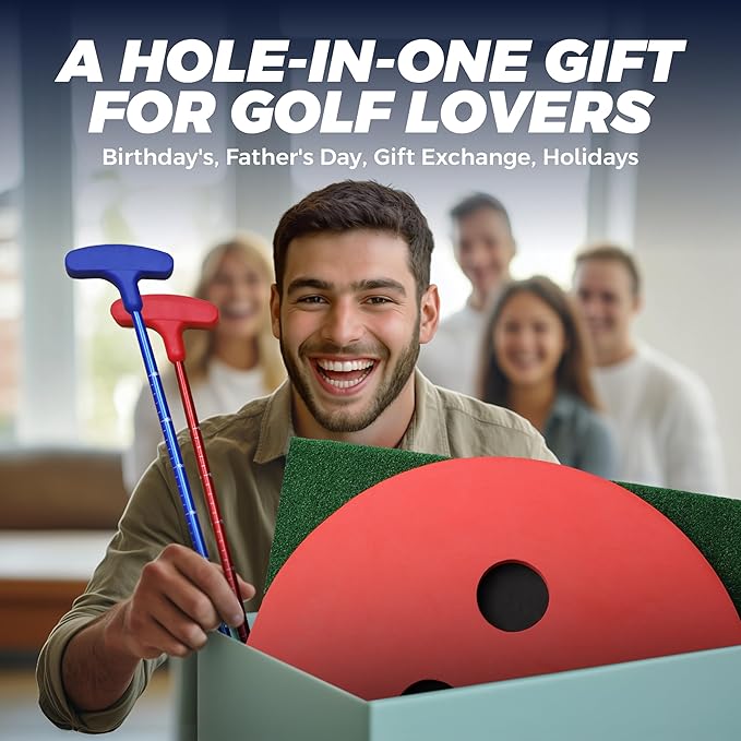 Golf Putting Game Set, Mini Golf Game Set with 2 Putters 2 Balls, 10 Feet Practice Putting Green Mat for Adults, Indoor Outdoor Backyard Party Game