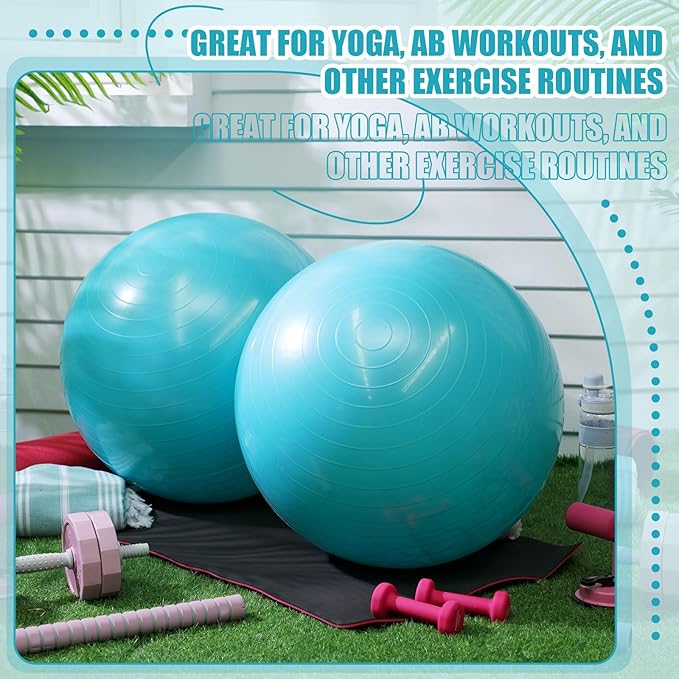 Leyndo 4 Pcs 26 Inch Yoga Exercise Ball Pilates Pregnancy Birthing Fitness Ball with Quick Pump Anti Burst for Improved Posture, Balance, Yoga, Pilates, Training