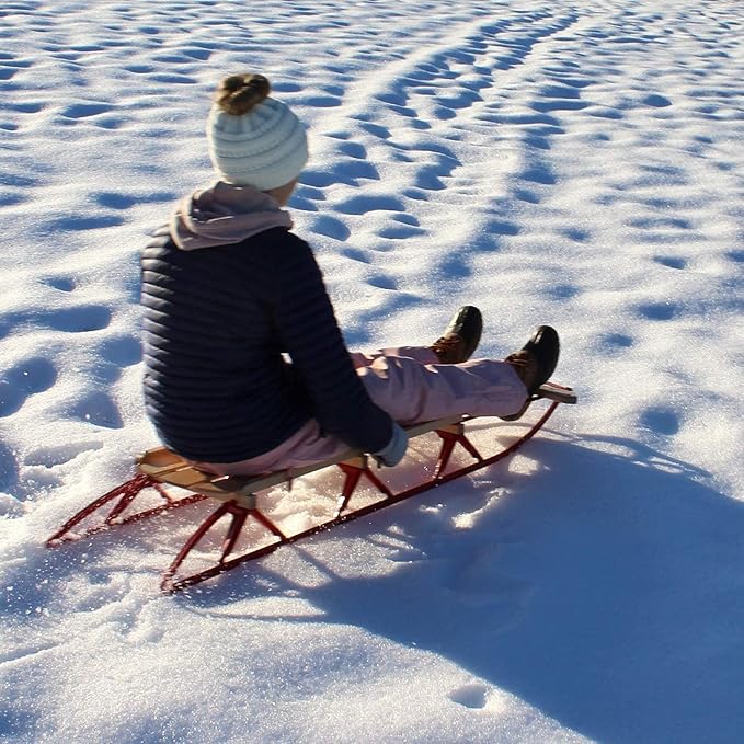 Flexible Flyer Metal Runner Sled. Steel & Wood Steering Snow Slider