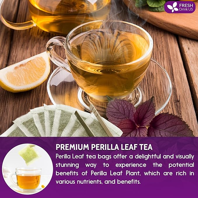 FreshDrinkUS, Premium Perilla Leaf Tea β 75 Tea Bags | 100% Pure Perilla Leaves | Caffeine-Free, Non-GMO, Natural Packaging | Herbal Tea Bags for Daily Enjoyment. Gluten-Free. Sugar-Free. Vegan