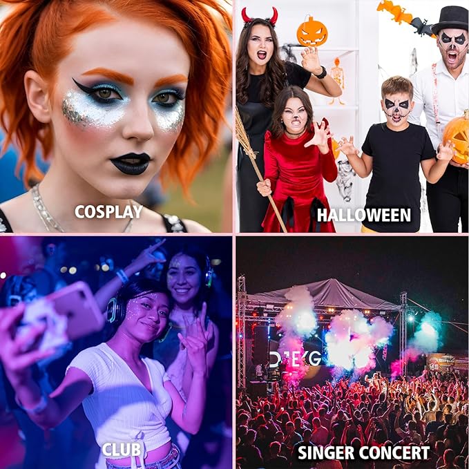 Dmsky Chunky Glitter, 90g/3.18oz Eco Friendly Biodegradable Glitter for Face, Eyeshadow, Body, Hair, Nail, Resin, Craft, DIY Party Decorations, 3 Colors, Silver Holographic, White & Black