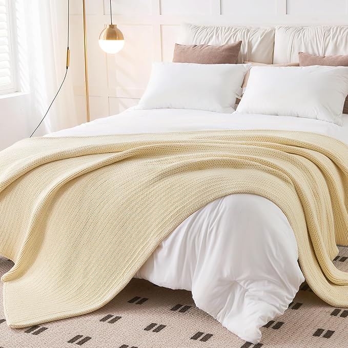 L'AGRATY Knitted Weighted Blanket - 48"x72" 12lbs Cooling Chunky Knit Heavy Blanket for Adults Braided Crochet Throw Thick Cable Yarn Knit Decorative No Beads Evenly Weighted Machine Washable