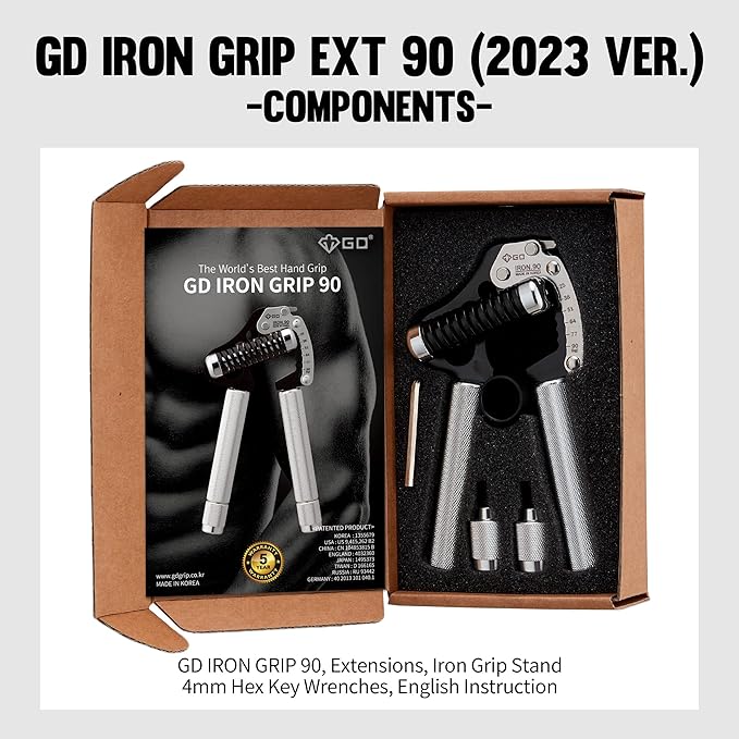GD IRON GRIP Grip Strength Trainer Adjustable Hand Gripper Strengthener Hand Grip Exerciser Wrist Strengtheners Silent & Durable – Forearm, Finger & Hand Strength Training for Athletes, Climbers & Rehabilitation