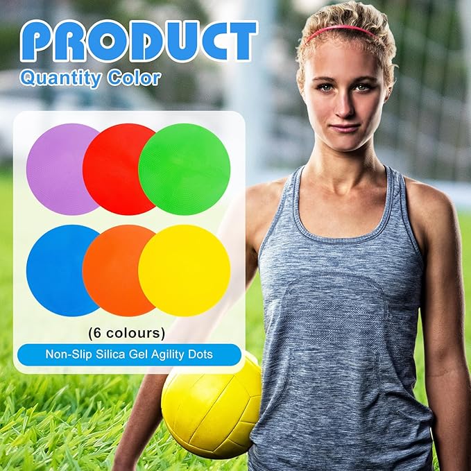 9 inch Spot Markers Flat Field Cones, Non Slip Rubber Agility Markers Flat Field Cones for Soccer Basketball Sports Speed Agility Training (6 pcs)