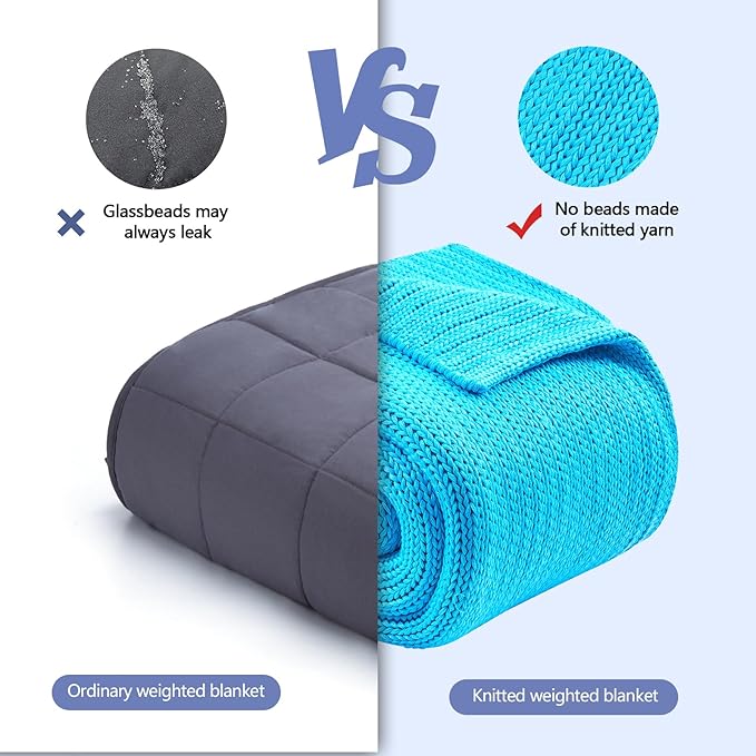 L'AGRATY Knitted Weighted Blanket - 60"x80" 20lbs Cooling Chunky Knit Heavy Blanket for Adults Braided Crochet Throw Thick Cable Yarn Knit Decorative No Beads Evenly Weighted Machine Washable