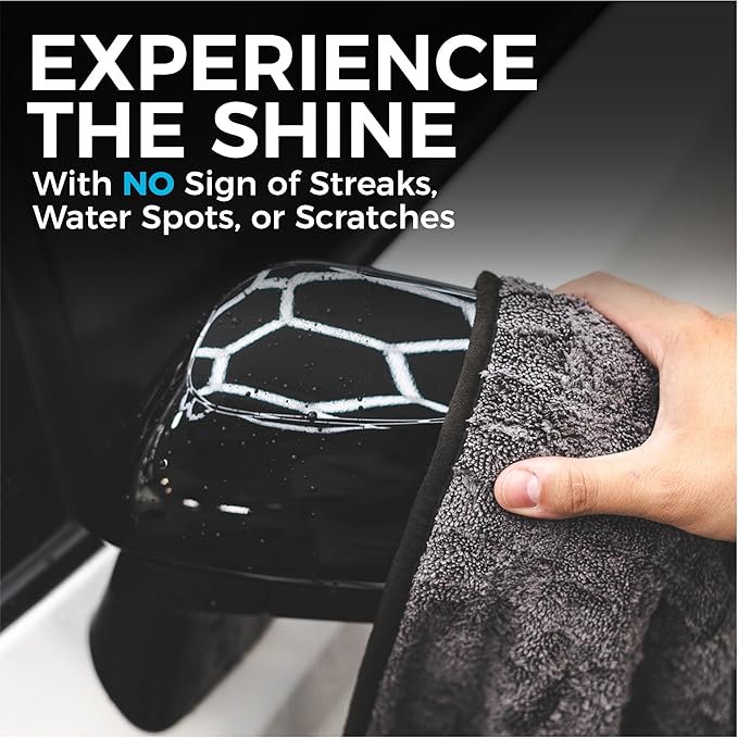 The Rag Company Gauntlet Car Drying Towel - 70/30 Korean Microfiber, Dries Faster Without Scratching, 900gsm, 20x30 inches, Ice Grey/Grey, Pack of 1