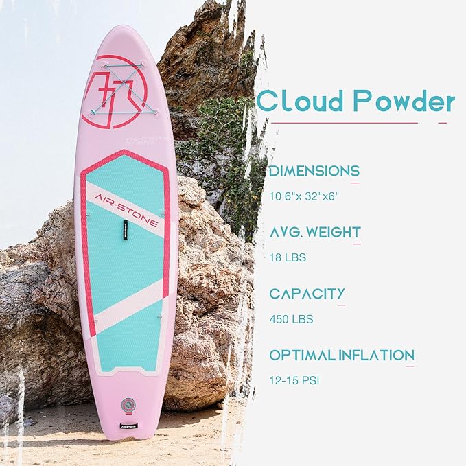 AIR-STONE 10'6” 450 lb Capacity,Inflatable Stand Up Paddle Board with sup Accessories Including Backpack, Repairing Kits, Non-Slip Deck, Leash, 3 Fins, Paddle and Hand Pump