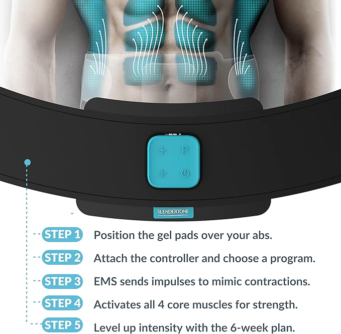 Slendertone Evolve Abs Trainer, EMS Training Device, Abdominal Muscle Trainer, Abdominal Trainer with 12 Programs and 100 Intensities, Portable Muscle Stimulator, for Abdomen Fitness Training