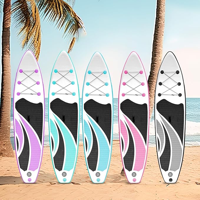 Inflatable Stand Up Paddle Board 10βx30ββ- Ultra-Light SUP with Backpack, Pump, Paddle, Coil Leash, 3 Fins, Repair Kit, Stable Design, Non-Slip EVA Deck for Adults & Youth