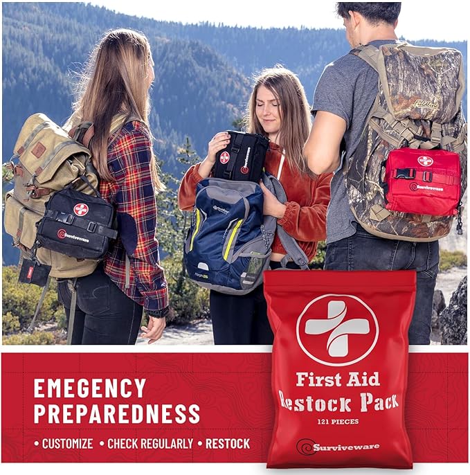 Surviveware 110 Pcs Waterproof Premium Survival First Aid Kit - Survival Emergency Preparedness for Travel Camping Gear, Survival Kit and Outdoor Emergencies - HSA & FSA Eligible Survival Kit