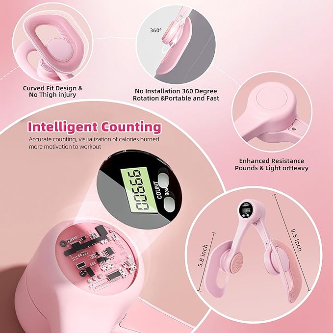 Thigh Master, Pelvic Floor Strengthening Device with Display Counter Hip Trainer Kegel Exerciser, Leg Inner Thigh Trainer Pelvic Floor Muscle Trainer, Thigh Exercise Workout Equipment for Home