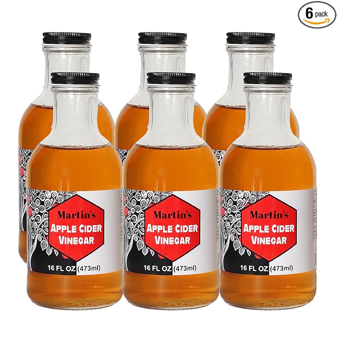 Slide Ridge Martin's Honey Apple Cider Vinegar | Crispy & Sweet | Wellness, Kitchen, & Household Staple | 16 oz (Pack of 6)