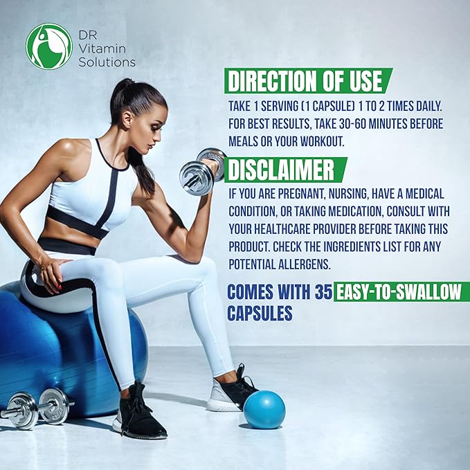 DR VITAMIN SOLUTIONS Thermogenic Fat Burner – Natural Appetite Control & Metabolic Booster with Green Tea & Bloat Defense (35 Capsules)