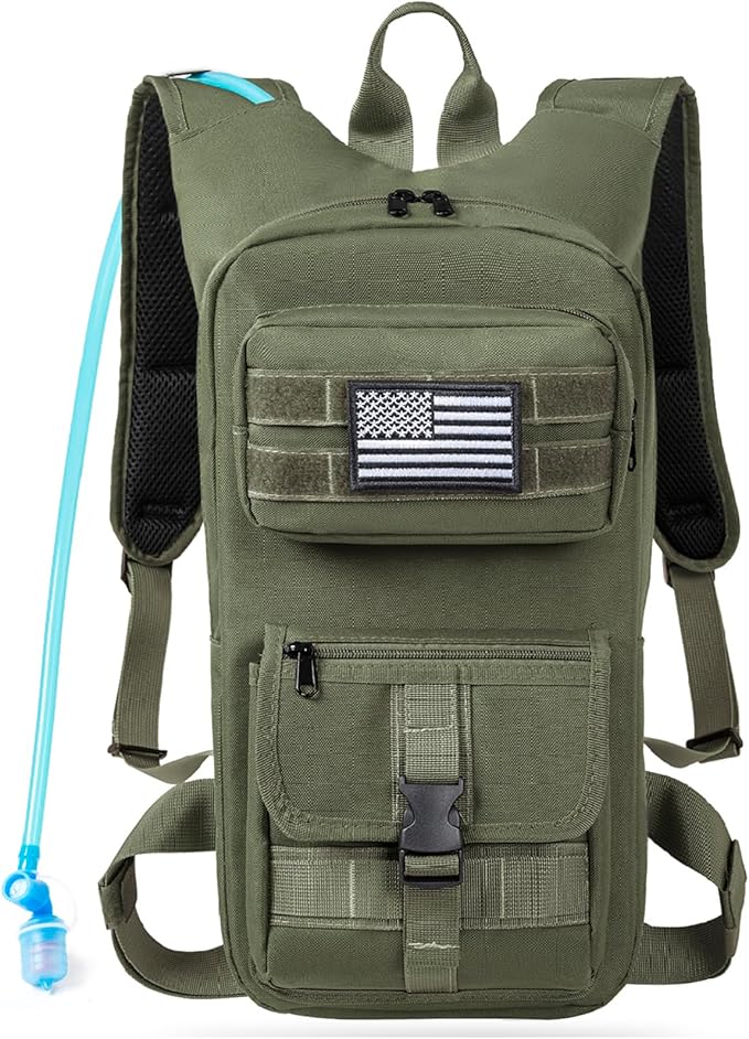 Hydration Backpack, Tactical Molle Water with 2L TPU Water Bladder, for Men Women Lightweight Water Backpack, Hydration Pack for Hiking, Biking, Climbing and Hunting