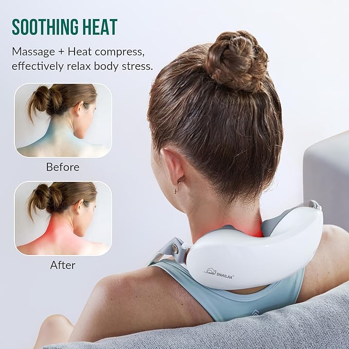 Snailax Upgrade Neck Back Massager with Heat, 3D Shiatsu Shoulder Massager,Lightweight Portable Pillow Massagers for Neck,Back,Leg, Ideal Gifts for Her,Him