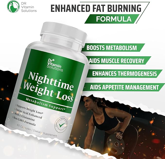DR VITAMIN SOLUTIONS Nighttime Fat Burner Supplements - Appetite Suppressants for Weight Loss - Night-Time Fat Burner for Women and Men Supporting Sleep & Relaxation - Weight Loss Pills - 60 Capsules