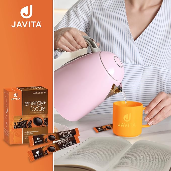 Javita Energy + Focus Instant Coffee Packets, 100% South American Arabica & Robusta Blend, plus Herbs for Clarity, Energy, & Focus, Keto, Dieters Drink, 3 boxes of 24 (4.2g) sticks