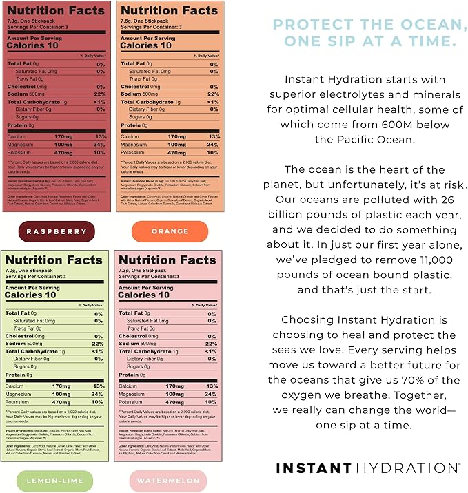 Instant Hydration Electrolytes Powder Packets - Variety Pack - Zero Sugar - Keto, Vegan, Gluten-Free, Non-GMO - Boost Recovery, Brain Function, Muscle & Tissue Health - 12 Sticks