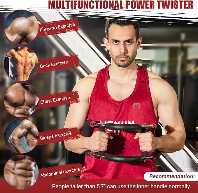 Twister Arm Trainer, Adjustable Twister Arm Chest Exerciser with 4 Spring & Training Poster for Men & Women, Detachable Power Twister Home Fitness Equipment for Enhancing Upper Body Muscle