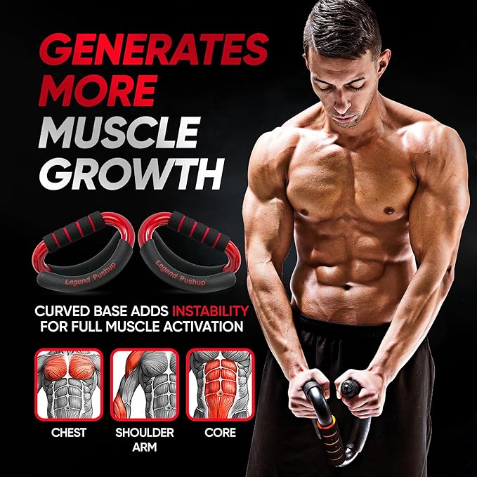 Legend Pushup – Advanced Push-Up Bars to Eliminate Wrist Pain, Generate More Muscle Growth, Deliver Faster Results, and Prevent Plateaus – Rocking Handle Design for Natural Movement and Effective Workouts