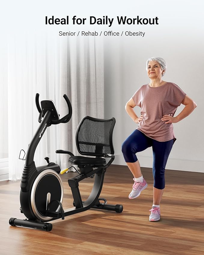 MERACH Recumbent Exercise Bikes for home, Light Commercial High-end Recumbent Bike for Seniors Adults, Magnetic Recumbent Exercise Bike with Smart Bluetooth and Exclusive App, LCD, Heart Rate Handle