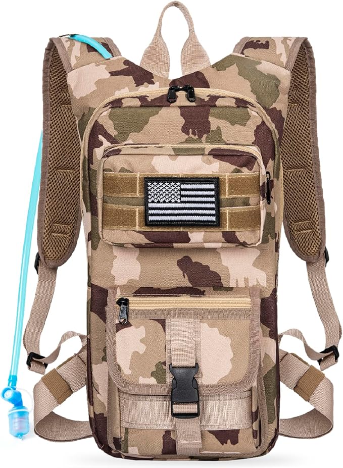 Hydration Backpack, Tactical Molle Water with 2L TPU Water Bladder, for Men Women Lightweight Water Backpack, Hydration Pack for Hiking, Biking, Climbing and Hunting