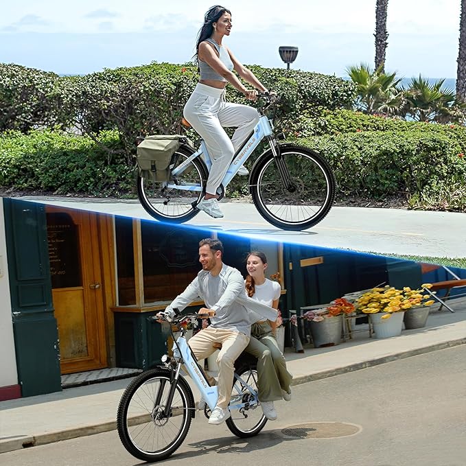 DriftGod 26" Electric Bike for Adults β Powerful 1000W Motor, 48V Removable Battery, 7-Speed, Front Suspension & LCD Display β Commuter and Mountain EBike for Women