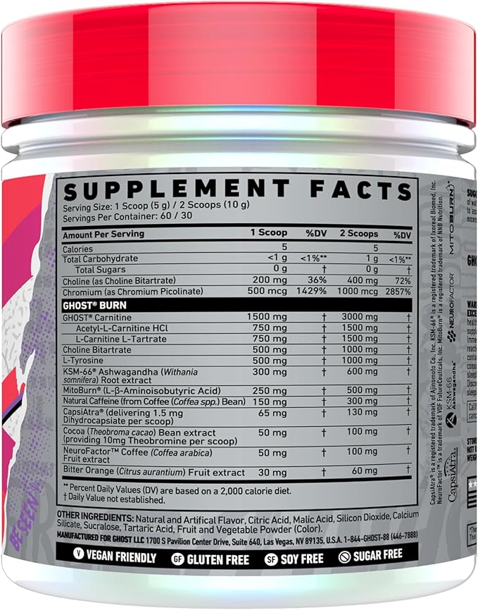GHOST Burn Weight Management Powder, Passionfruit (60 Servings) - Metabolism & Energy Support Supplement for Men & Women - Natural Caffeine, L-Carnitine & L-Tyrosine - Gluten, Soy & Sugar-Free, Vegan