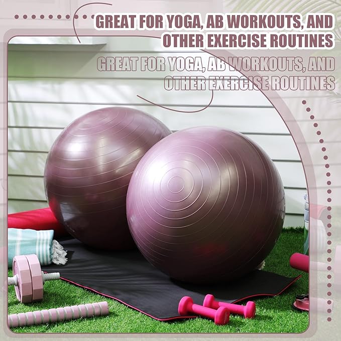 Leyndo 2 Pcs Yoga Ball Exercise Ball Large 26 Inch Exercise Anti Burst Birthing Fitness Ball with Pump, 26 Inches/ 65 cm for Improved Posture, Balance, Yoga, Pilates, Training