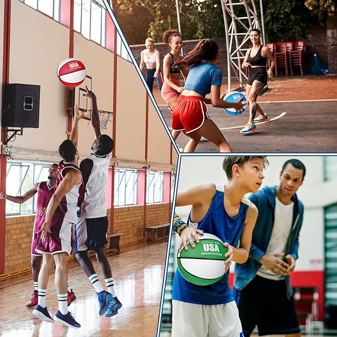 Libima 24 Pcs Rubber Basketballs Bulk with Pump Official Size Multicolor Basket Balls Youth Streetballs Set for Adult Boys Girls Gifts Indoor Outdoor Training Practice