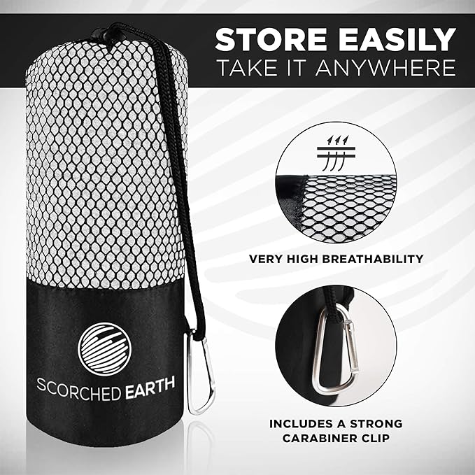 ScorchedEarth Microfiber Travel & Sports Towel Set (Slate Gray) - XL Set (39x70.5 & 12x24)