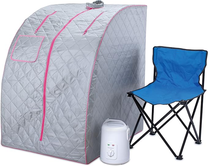 Durasage Lightweight Portable Personal Steam Sauna Spa for Home Relaxation – Full Body Foldable Sauna Tent with 800W Steam Generator, 60-Min Timer, Chair Included