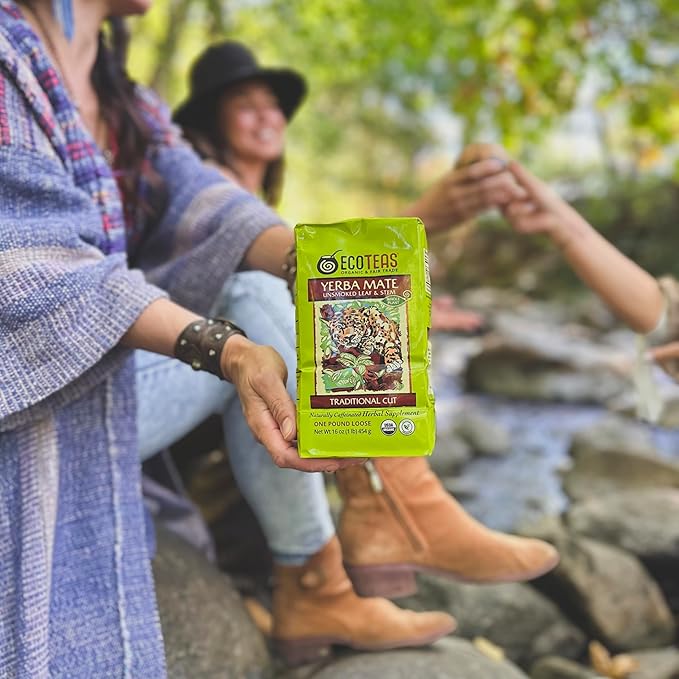 ECOTEAS Organic Yerba Mate Loose Leaf Tea – Unsmoked Detox Herbal Tea for Natural Energy – Coffee Alternative - Kosher, Non-GMO, Gluten-Free - Traditional Cut, 1 lb (Pack of 1)