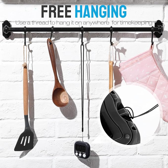 Leumoi 24 Pcs Digital Kitchen Timers Bulk Small Magnetic Timer On/Off Switch Minute Second Count up Countdown Loud Alarm for Classroom Cooking Baking(Black)