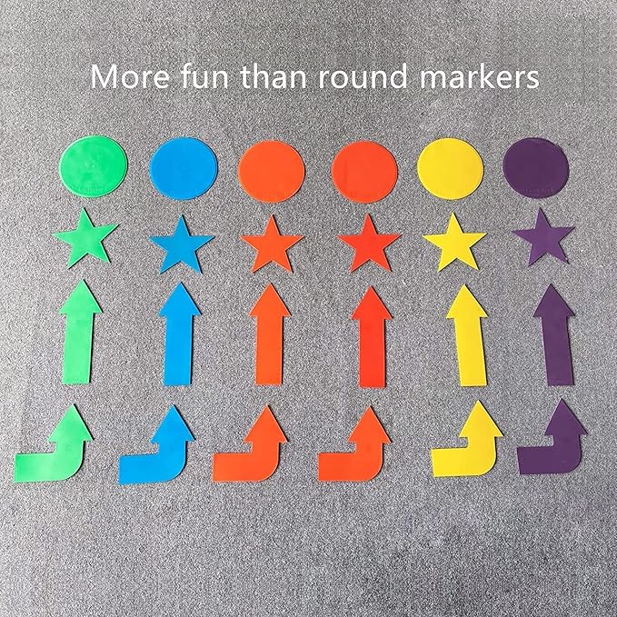 12pcs Colorful Star Arrow Spot Marker Non-Slip Directional Carpet Marker for Training Agility, Kids Classroom Activity, Gym, Sport, Home (Arrow)