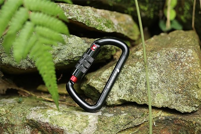 FresKaro 3inch 12kN-2698lbs Auto Locking Carabiner Clips, Solid D Shape, Heavy Duty 7075 Aluminum, Lightweight 1.09oz, Rust Proof, for Hammock, Hiking, Dog Leash, Keychain etc., Multi-Colors