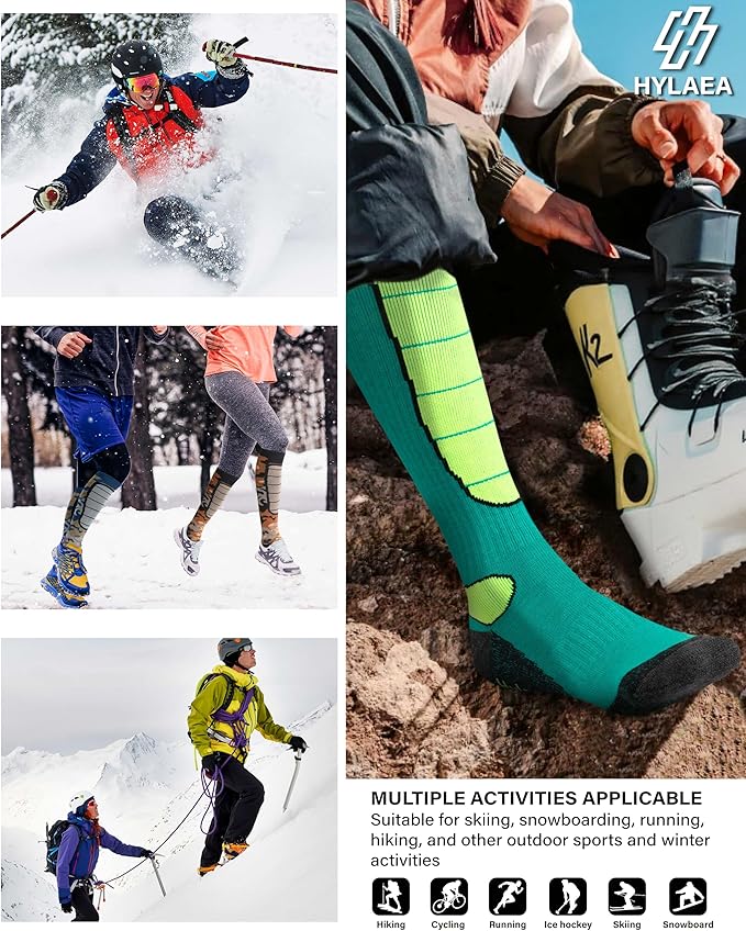 Hylaea Merino Wool Ski Socks, Cold Weather Socks for Snowboarding, Snow, Winter, Thermal Knee-high Warm Socks, Hunting