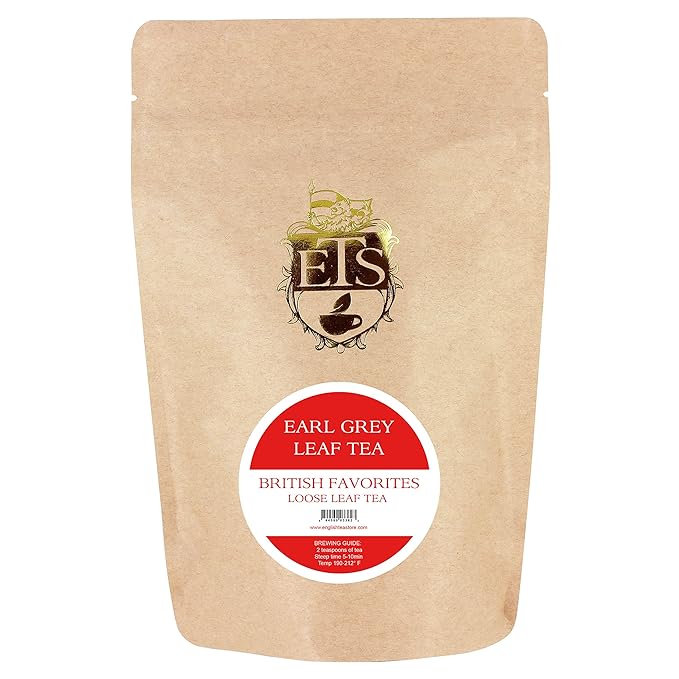 Earl Grey Tea Loose Leaf | Fine Leaf Blend | 4oz Pouch | Indian and Ceylon Black Tea with Natural Bergamot Flavor | Medium Caffeine | High Antioxidants | Gluten Free | Hot or Iced Brew